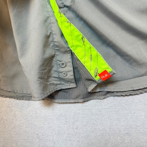 Huk Fishing Shirt Mens XL Gray Long Sleeve Ventilated Button Down Performance - Picture 10 of 13